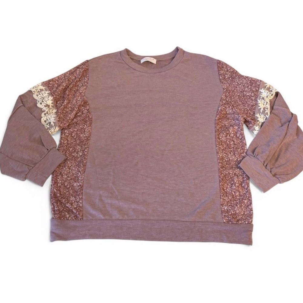 Sugarfox Ditzy Floral Cottagecore Sweatshirt Women’s Plus 1XL Boho Lace Spring